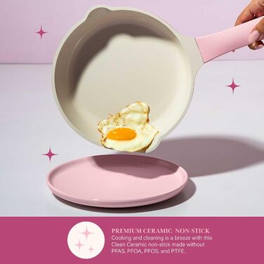Набір посуду Paris Hilton Ceramic Pink, 10 предметів, антипригарне покриття, нержавіюча сталь, без PFAS, PFOA, PFOS, PTFE, для посудомийної машини