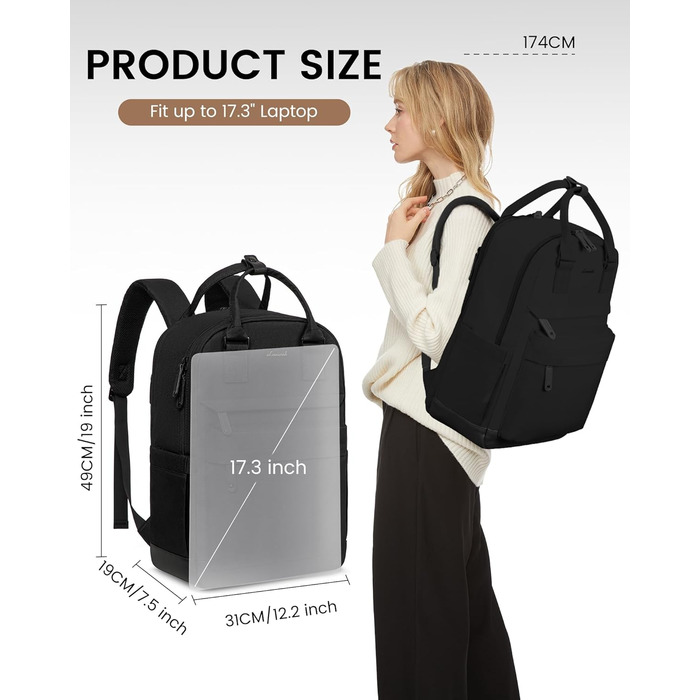 Жіночий рюкзак LOVEVOOK: водонепроникний, для ноутбука 17.3