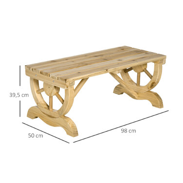 Лавочка для саду з дерева, стійка до погодних умов. Міцна лавка для саду, садові меблі, рустикальний стиль, натуральне дерево. Розміри: 98 x 50 x 39,5 см.