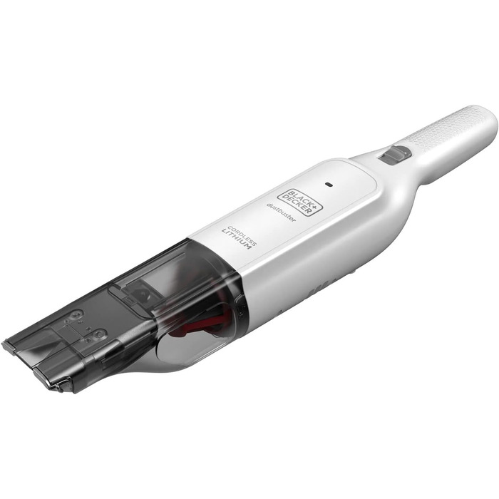 Акумуляторний ручний пилосос BlackDecker Dustbuster Slim HLVC315J11 (12 В, 1,5 Агод, без мішка та бездротовий, з вбудованою насадкою для всмоктування розміру XXL, включаючи зарядний кабель, щілинну насадку та щітку для м'яких меблів), білий