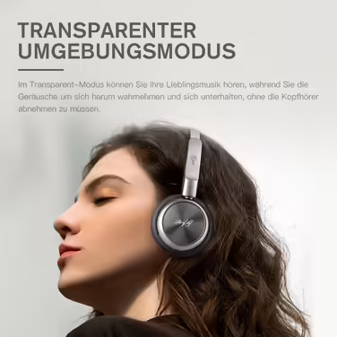 iKF R1 Бездротові Bluetooth накладні навушники ретро-дизайн, 60 годин роботи, стереозвук, режим прозорості, підключення до 2 пристроїв, для iOS/Android, чорні