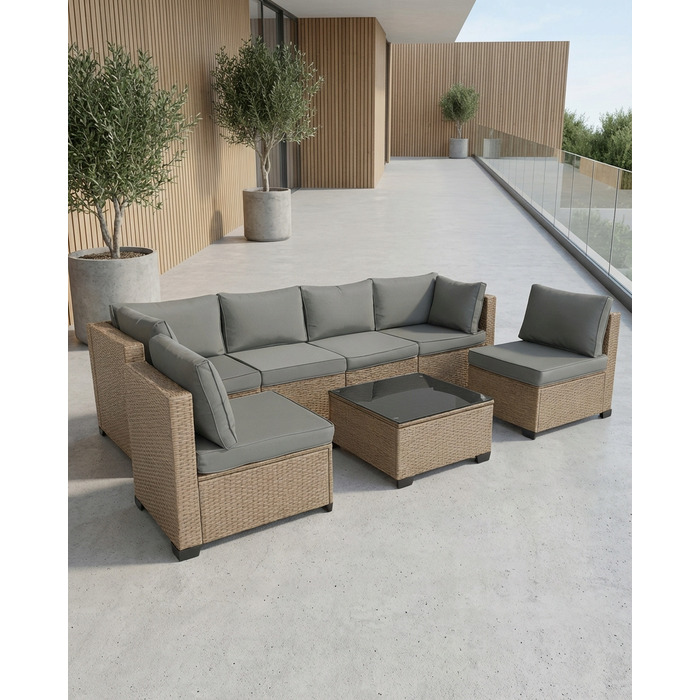 Комплект садових меблів із техноротанга MTG Trade Group, бежевий, 7 предметів