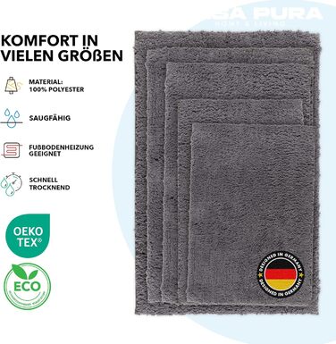 Casa Pura Килимок для ванної кімнати з високим ворсом Sky Soft - М'який, пухнастий, з ефектом шаги - Нековзний, пральний, перевірений на шкідливі речовини - 16 кольорів у 6 розмірах (80x150 см, /Ivory)