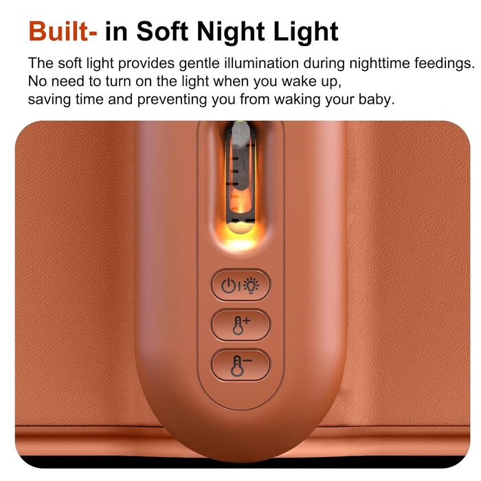 Підігрівач молока для дитячих пляшечок з LED-дисплеєм 8000mAh, USB-C зарядка, 6 температурних режимів, синій (Teddy brown)