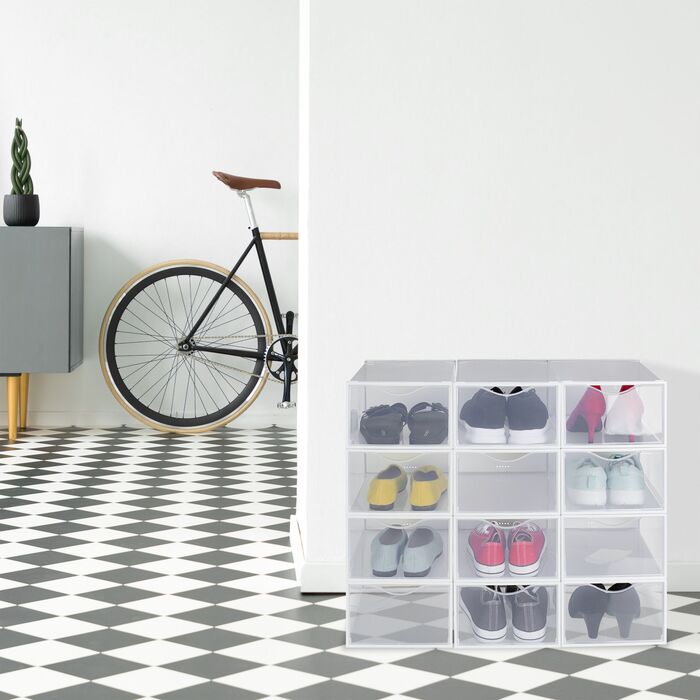 12 коробок для взуття Relaxdays, прозорі