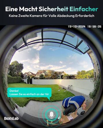 Відеодзвінок з камерою BOTSLAB 5MP, бездротовий, з AI, PIR, 360°, 2-way audio, без щомісячної плати R810