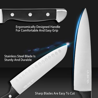 Набір ножів кухонних 15 предметів з точилкою, набір для нарізки, рубання, дріблення, Braun