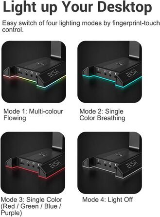 Підставка для ігрової гарнітури EKSA W1, RGB, звук 7.1, 2 роз'єми USB, 3 шт. 3.5 мм, аксесуари для ПК