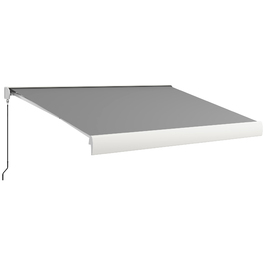 Електричний тент Outsunny Folding Arm 4 м з ручним рукояткою та дистанційним керуванням, балконний тент для захисту від сонця настінний монтаж Alu Light Grey