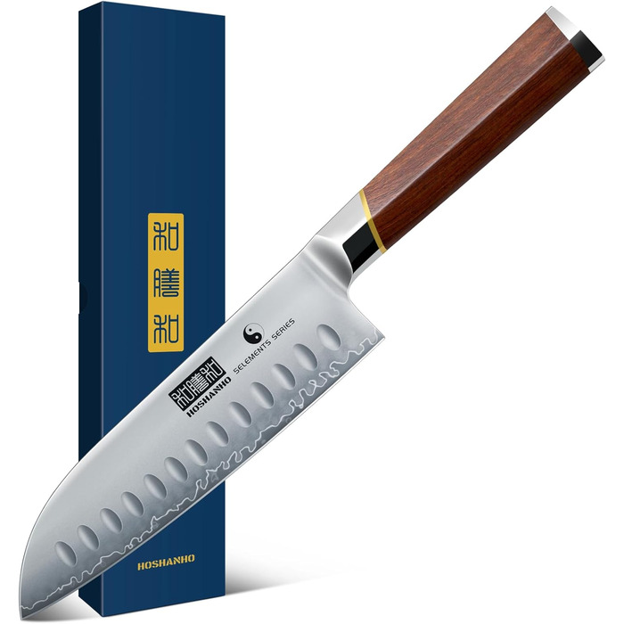 Японський ніж Nakiri HOSHANHO, 7 дюймів, ручне кованість, сталь Super, універсальний для м'яса та овочів, з ручкою з червоного сандалового дерева, подарункова коробка