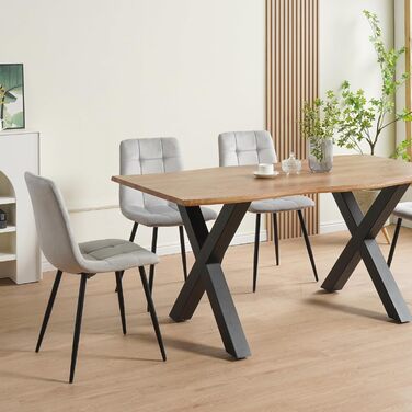 Крісло ALBATROS Bora для обідньої зони, комплект з 4 шт. Стильний дизайн у стилі вінтаж, витримує до 110 кг, м'яке крісло для кухні або обіднього столу (велюр, сірий)