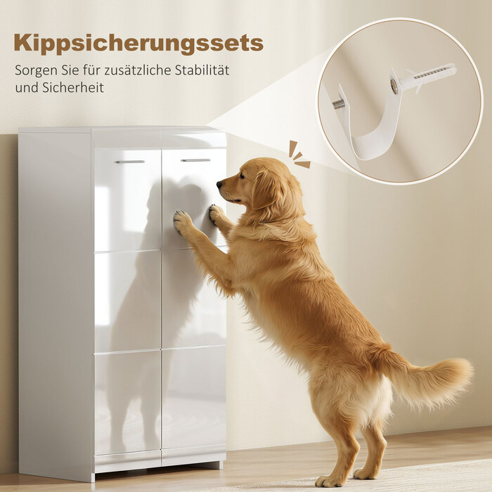 Шафа для взуття з глянцевим покриттям, органайзер для взуття з регульованими полицями для передпокою, коридору, вміщує до 10 пар, білий