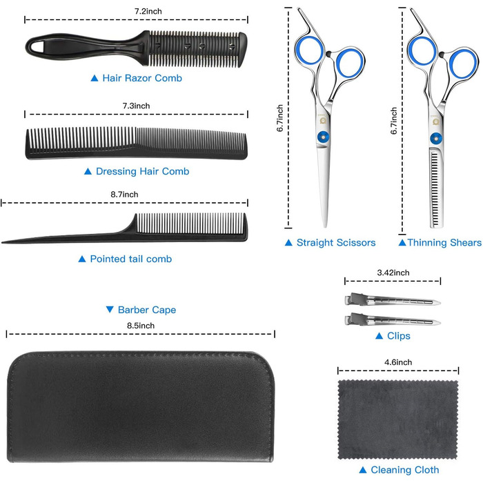 Набір перукарських ножиць Moocii Набір ножиць для волосся 10 шт. Набір професійних гострих ножиць для стрижки волосся 6.7 Довжина легкі перукарські ножиці ножиці для стрижки волосся ножиці для полегшення стрижки волосся10 шт. ножиці для проріджування ножи