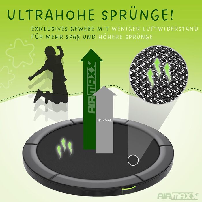 Батут Kinetic Sports 'Ultimate Pro' Ø 305 см для дітей з драбиною та захисною сіткою - чорно-неоново-зелений