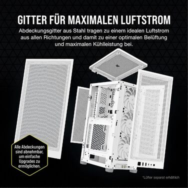 Корпус для ПК Corsair 2000D Airflow Mini ITX, білий, три слоти для GPU, сітчаста сталь, оптимізований для охолодження, сучасні порти на фронті
