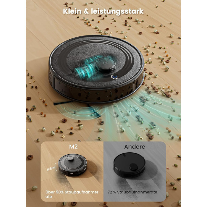 Робот-пилосос LEFANT M2 з функцією миття підлоги, 6000Pa, LiDAR-навігація, зони заборони, керування через APP/Alexa, для шерсті тварин, килимів та твердих підлог (M2B)