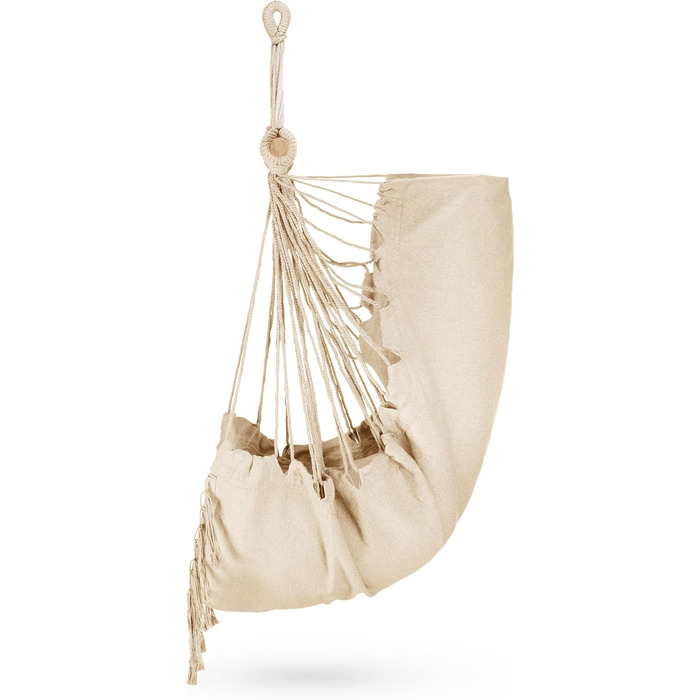 Гамак-крісло з подушкою 100x130x75 см, до 150 кг, для саду та дому, бохо-стиль, для дорослих (Бежевий)