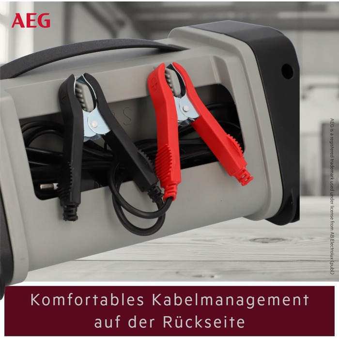 Зарядний пристрій акумуляторів AEG LT 20, 20A для 12/24V авто, 9-ступінчатий, з інтелектуальною функцією заряджання та автоматичним вирівнюванням температури, чорний/сірий