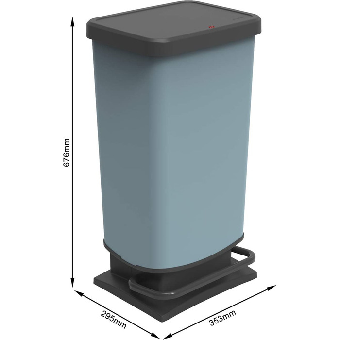 З педаллю і кришкою, Пластик (поліпропілен), що не містить бісфенолу А, металевий, 40 літрів (35,3 х 29,5 х 67,6 см) (синій, відро для сміття), 40l