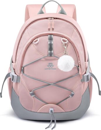 Шкільний рюкзак LOVEVOOK для дівчаток, 5 клас, рюкзак для дітей з нагрудною стрічкою, легка жіноча шкільна сумка, рюкзак для дітей від 8 років для дитячого садка, школи, університету, дозвілля, сірий-рожевий, 15,6 дюймів