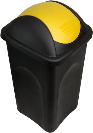 Відро для сміття Stefanplast з відкидною кришкою, об'ємом 60 літрів (Чорний / жовтий)