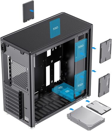 Ігровий корпус GameMax Spark Pro Cube ATX з двома загартованими скляними панелями, USB 3.0, Type-C, чорний