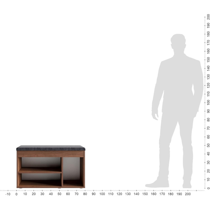 Лавка для взуття KOMTO Sofia Полиця для взуття з сидінням і місцем для зберігання, бетонний вигляд, 80x48x32 см, горіх/сірий