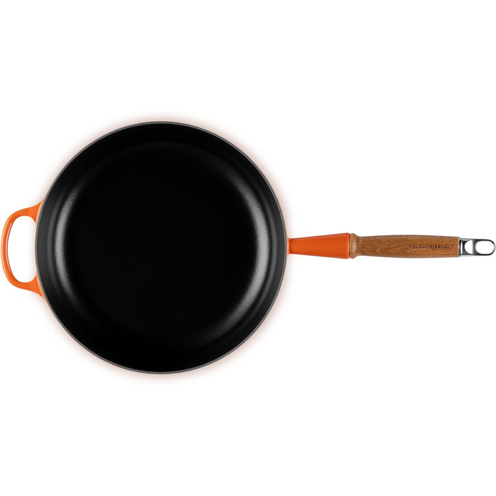 LE CREUSET сковорода жаровня з чавуну з дерев'яним ручками 28 см, колір 'Огневий Рубін'