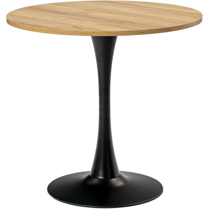 Круглий обідній стіл Cosy - 80x80x75 см, дуб + чорний, для кухні, вітальні, офісу