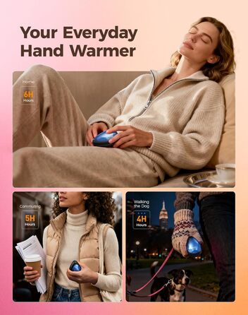 Електричні грілки для рук OCOOPA 2 шт., стильні, у формі діаманта з магнітом, перезаряджаються, для жінок, подарунок на Новий рік, для Рейно, піших прогулянок, кемпінгу, блакитні