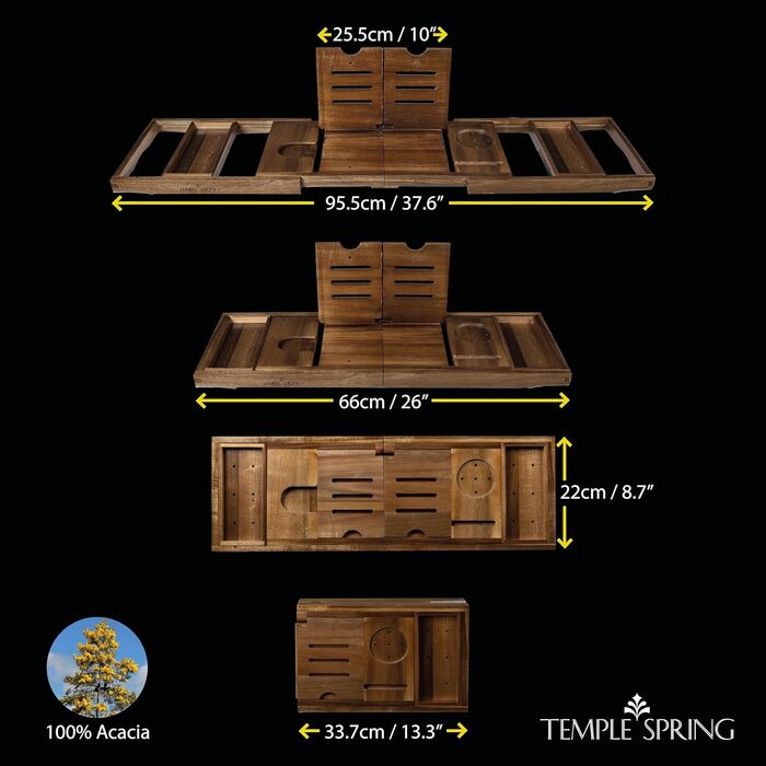 Підставка для ванни Temple Spring з акціїї (складні, дерев'яні) - аксесуари для ванної кімнати