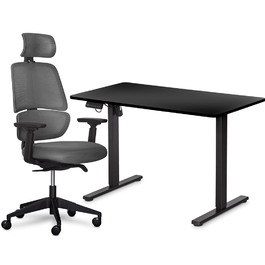 Комплект Mealux PowerDesk Lite Black + Leo Air Plus Grey (арт. EVO-201 Lite B/B +Y 546 KBG)