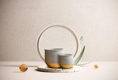 Набір керамічних горщиків Olly & Rose Gold Dip: 17 см + 12 см, для дому та саду, золотий декор