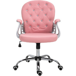 Ергономічне офісне крісло Vinsetto, крісло для керівника, м'яка спинка, рожевий, PU, 59,5 x 60,5 95-105 см