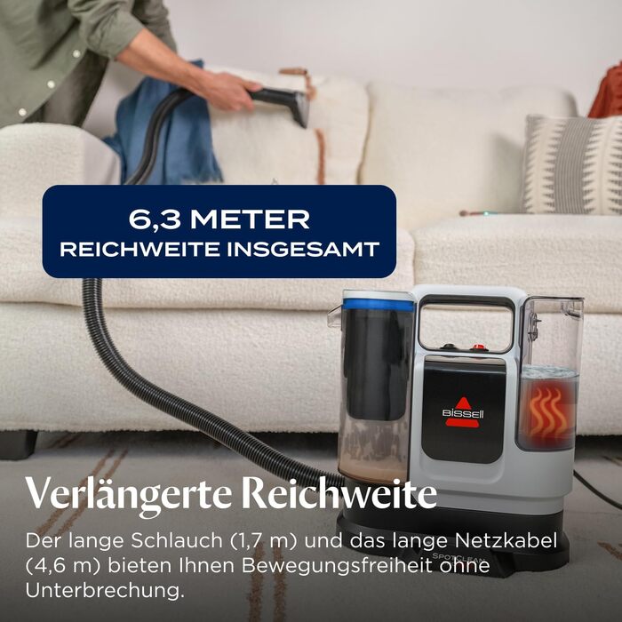 BISSELL SpotClean ProHeat Advanced - професійний мийник килимів та м'яких меблів, 1125W, з кабелем, 3924N