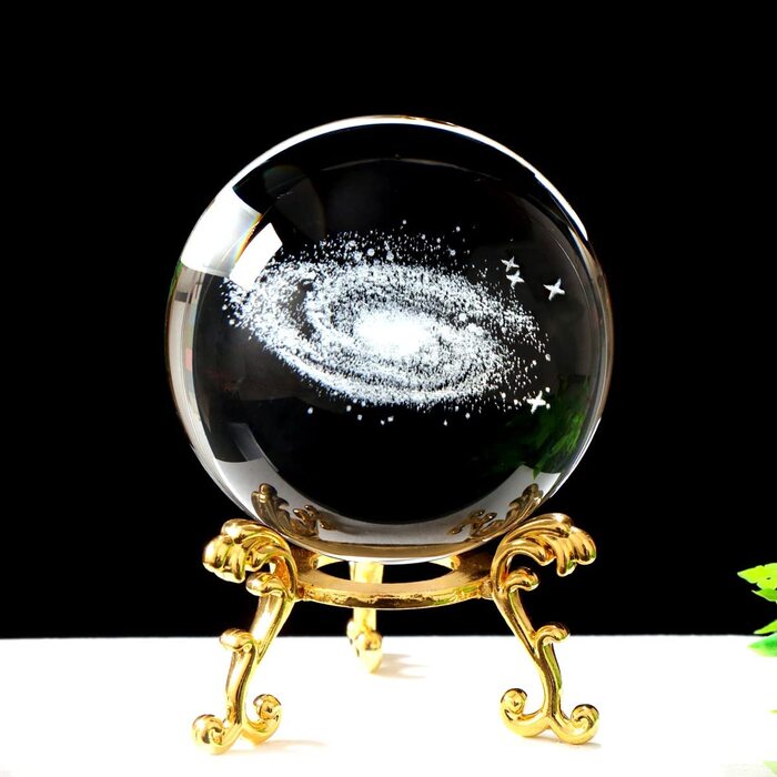 Кришталева куля з підставкою, 3D модель кристалічної Планети, 6-сантиметровий куля з гравіюванням у вигляді зірки, прикраса для класної дошки на Різдво, день народження, для дітей, подарунок для домашнього офісу (Чумацький Шлях)