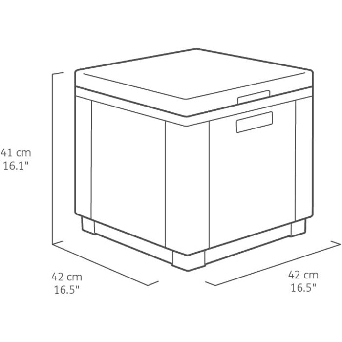 Журнальний столик Allibert by Keter Ice Cube, графіт, холодильна коробка, знімна кришка, вигляд ротанга, пластик