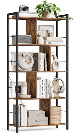 Стелаж VASAGLE з 5 полицями, для дому, офісу, вітальні, спальні, home office, індустріальний дизайн, vintage brown-black