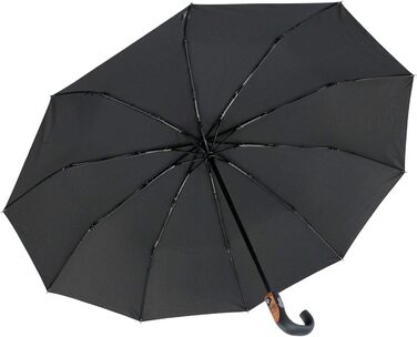 Чоловіча кишенькова парасолька з відкритим і закритим автоматична кругла ручка-гачок з дерева виглядає чорною