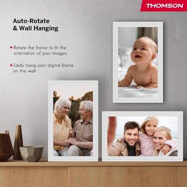 Рамка для фото Thomson Fotorahmen 15 дюймів біла – FHD IPS сенсорний екран, 32 GB, Wi-Fi, поворот, підтримка iOS/Android