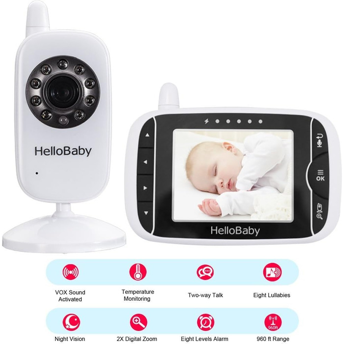 Радіоняня HelloBaby HB32 з камерою та екраном 3.2