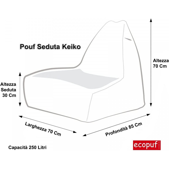 Екопуф Крісло-мішок з підставкою для ніг з водонепроникної поліестерової тканини, водонепроникний, знімний чохол, висока спинка, смурфик для сидіння або пуф для вітальні, наповнювач з пінополістирольних кульок (Or-5470)