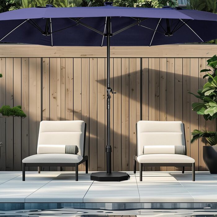 Підставка для парасольки на терасу, 18.6 кг, на колесах, чорна, для маркетних парасоль, міцна, підставка для парасольки, база для тераси, басейну, двору