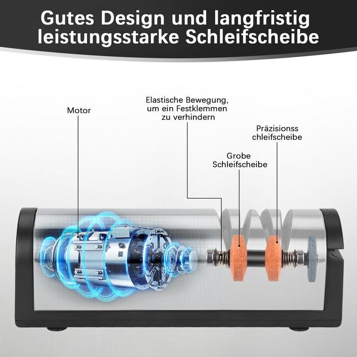 Електричний заточувач для ножів 3 в 1 з алмазним напилком для кухонних ножів, ножиць та топориків