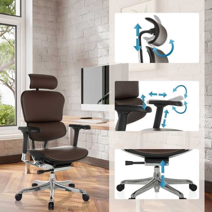 Крісло офісне / Керівне крісло ERGOHUMAN GEN2 шкіра темно-коричневе hjh OFFICE