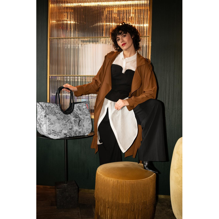 Сумка Reisenthel Loopshopper L – містка та стійка, з відділеннями з перероблених PET-пляшок, водонепроникна, сіра (Jacquard Grey)