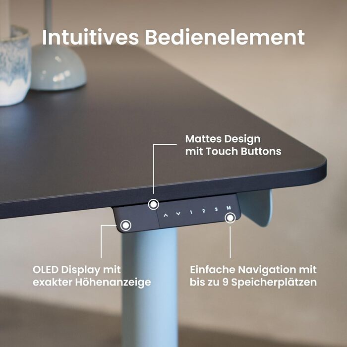 Ерготопія Десктопія Вone – Регульований стіл, електричний, з подвійним мотором, TÜV-сертифікований, 7 років гарантії, пастельно-блакитний