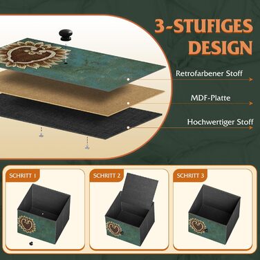 Комод WLIVE з 5 висувними ящиками з тканини, шафа для спальні, комод у вітальню, зі сталевим каркасом, богемний стиль, 29.8T x 100B x 63.7H см (5 ящиків), зелений