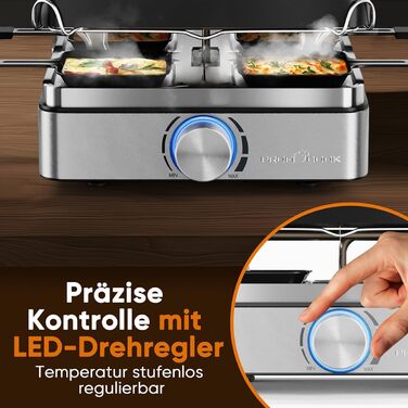 Raclette ProfiCook RG 1301 для 4 осіб | з 4 сковорідками та шпателями | Ракле | 800W