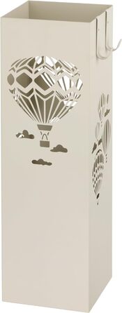 Металева підставка для парасольок Baroni Home з декором у вигляді повітряної кулі - 2 гачки, знімний піддон для крапель, 16x16x49 см (білий)
